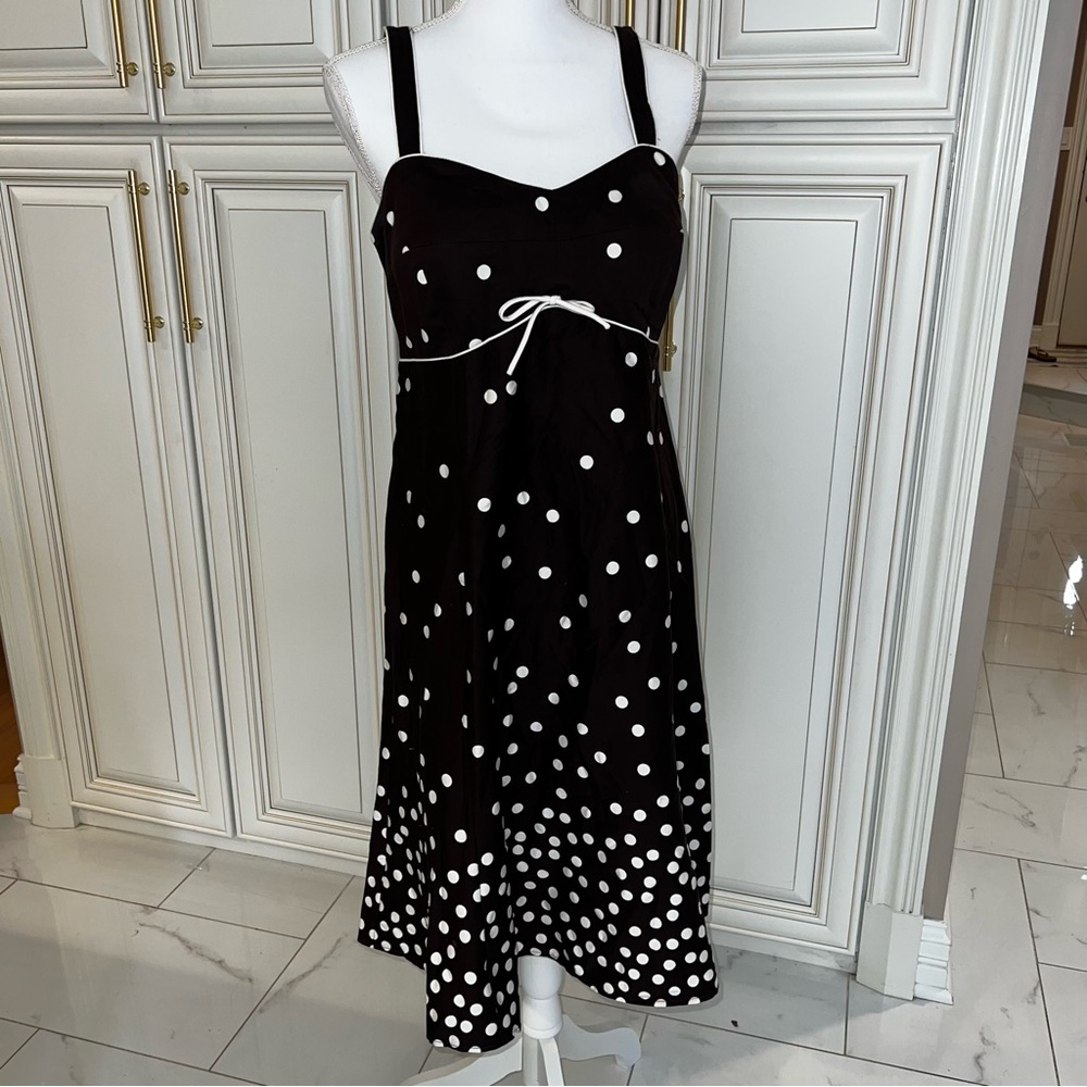 Brown and White Polka Dot Dress